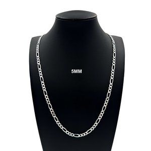 Real 925 SOLID Sterling Silver 5mm Figaro Link Chain Necklace 24" inch